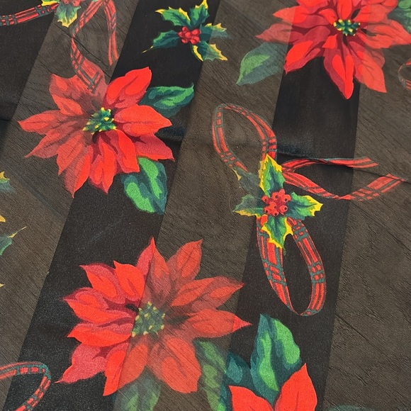 Women’s Decorative Holiday Christmas Scarf with Poinsettias - Picture 4 of 5